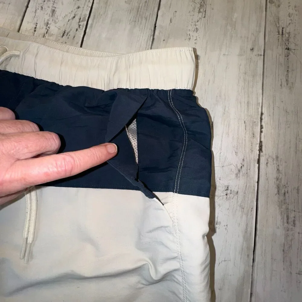 Men's Two-Tone Navy and Cream Swim Trunks